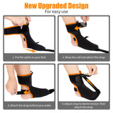 CEZUVR-US Plantar Fasciitis Night Splint Sock: Upgraded Plantar Fasciitis Brace with Support Plate for Women Men for Achilles Tendonitis Foot Drop Heel Spur Pain Relief Black-Orange Large