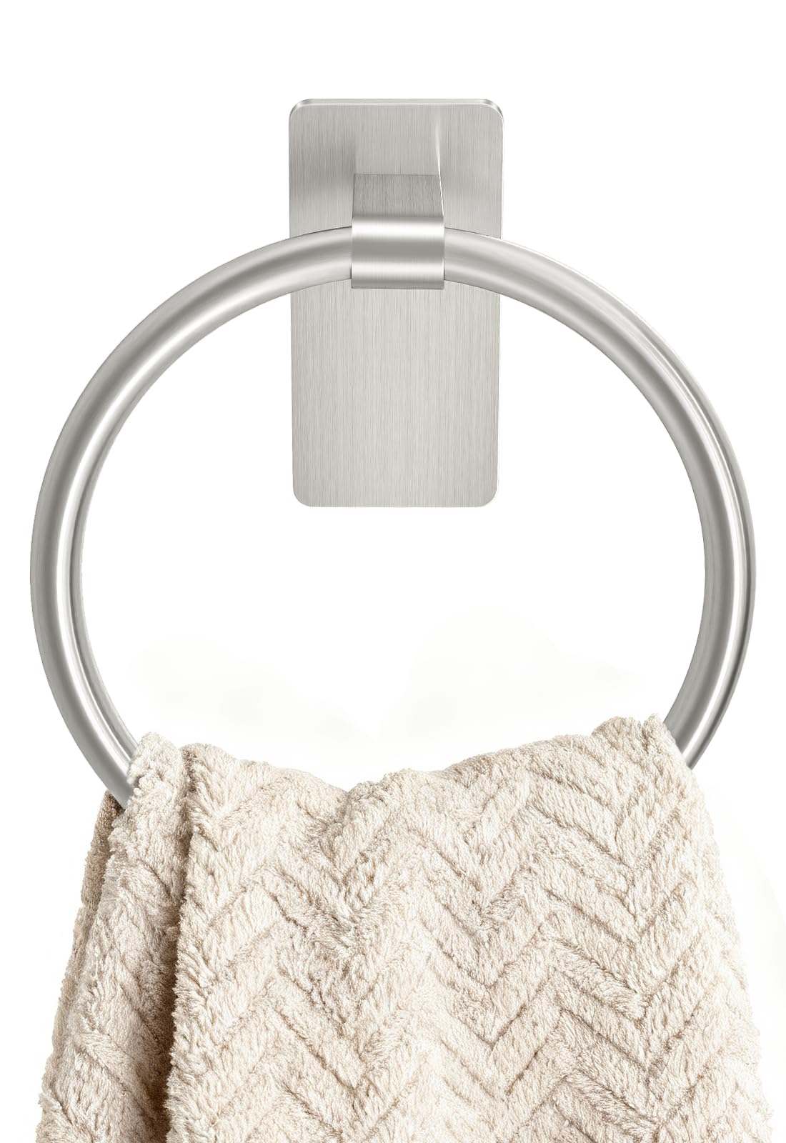 STWWO Brushed Nickel Towel Ring, Hand Towel Holder for Bathroom, Self Adhesive Hand Towel Rings for Bath, Kitchen, RV, No Drill Hole