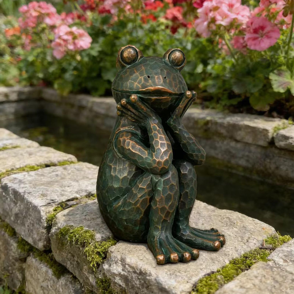 ResinHaven Meditation Frog Sculpture, 10" H 7.48" L Handcrafted Resin Zen Frog Statue, Suitable for Garden, Courtyard, Indoor and Outdoor Home Decoration