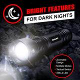 LED Flashlight High Lumens, Tactical Flashlight Battery Powered (Batteries Not Included), Bright Handheld Flashlight for Camping, Hunting, Home, Security, Hiking, Walking at Night & Emergency Use