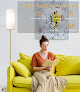 luckystyle LED Floor Lamp for Living Room, Dimmable Standing Lamps with Foot Switch,Remote Custom Color Temperature Gold Pole Lamp with Lampshade,12W Led Bulb Tall Lamps for Bedroom Office Kid Room