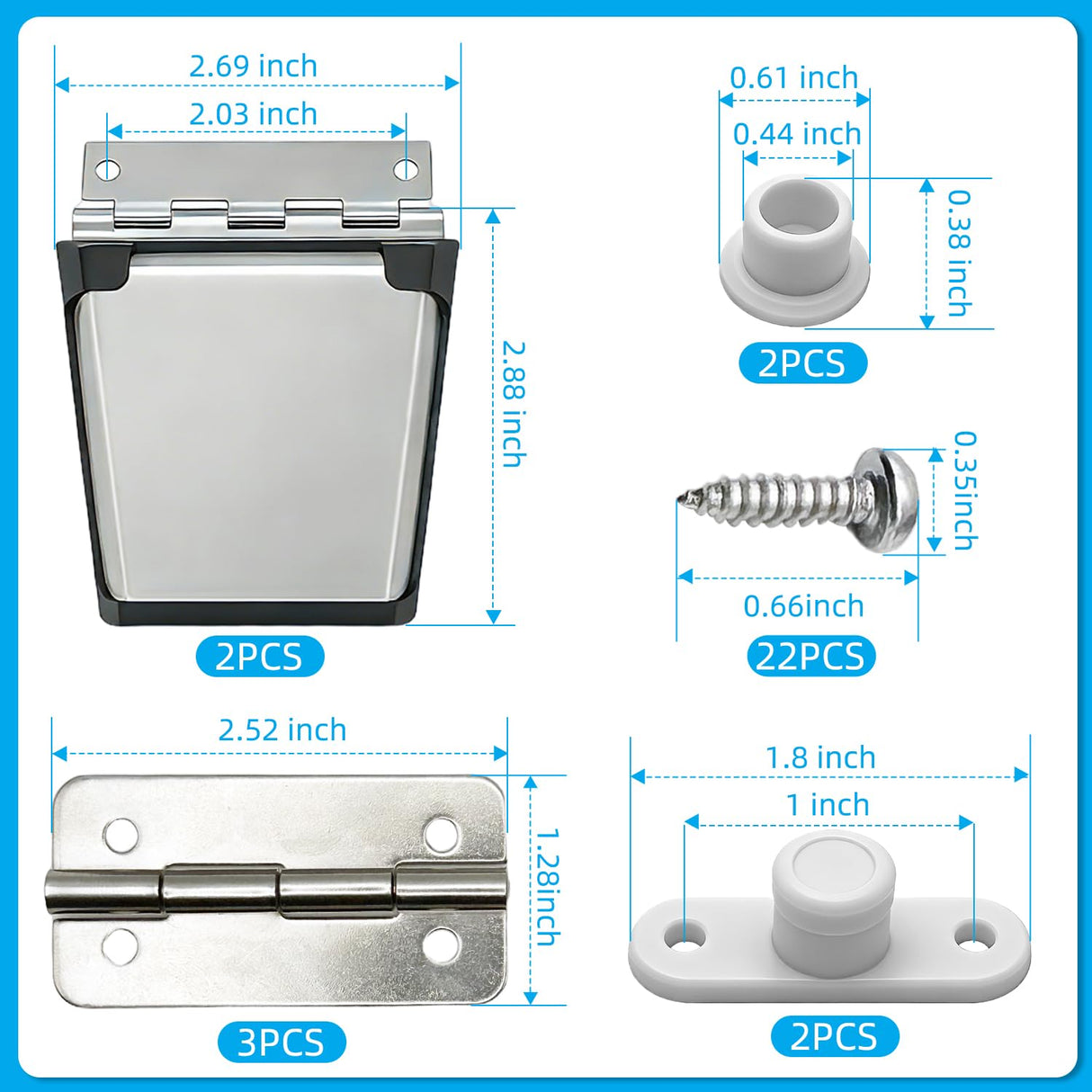Saioagi Cooler Hinges & Latch Replacement Kit for Igloo - Stainless Steel & ABS Parts with High-Strength Screws, Fits 25-165 Quart Ice Chests
