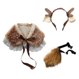 LittleLuluda Antlers Reindeer Headband Tail Set with Shawl for Christmas Halloween Cosplay Party