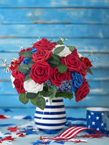 InnoGear Artificial Flowers, 50 Pcs Dark Red Foam Fake Roses Bulk with Stems for Decoration Celebration DIY Wedding Bouquets Centerpieces Bridal Shower Party Christmas Tree