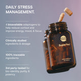 Moon Juice - SuperYou - Bottle (60 Capsules) - Energy, Mood & Focus - Organic Ashwagandha Supplements - Cortisol Reducer - Reusable Glass Bottle - 3rd Party Tested - 100% Traceable - Vegan & Non GMO