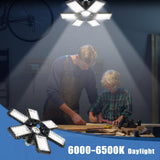 Aoretic LED Garage Lights 1 Pack -180W, 18000LM 6500K Led Shop Light with 6+1 Deformable Panels, Basement Barn Light Garages Ceiling Lights, E26/E27 for Garage, Warehouse, Shop