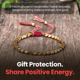 Buddha & Karma Tibetan Copper Beads Bracelet – Handmade Energy Healing for Strength, Balance & Protection – Adjustable Spiritual for Men & Women (GOLD)