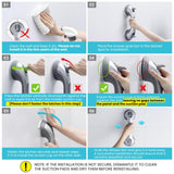 TAILI Shower Handles for Elderly Suction, 2 Pack 12 Inch Shower Grab Bars for Seniors, Grab Bars for Bathtubs and Showers, No Drilling Removable Safety Shower Grip, Silver