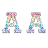 Girls Initial Letter Stud Earrings,Alphabet Number Earrings Gifts Jewelry for Women (A)