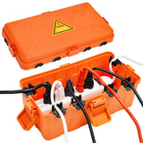 Hrensaw Medium Outdoor Electrical Box(10.6x5.5x4.5inch),Weatherproof Connection Box w/6 Cable Entry,IP54 Waterproof Extension Cord Cover Protect Power Strip,Timer,Plug,Holiday Lights,Orange