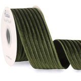 Ribbli Glossy Moss Green Velvet Wired Ribbon 2.5 Inch Striped Velvet Christmas Ribbon for Gift Wrapping Christmas Tree Decoration Crafts Wreaths Supplies-Continuous 10 Yards