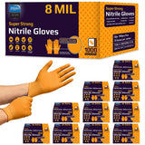 Inspire Heavy Duty Orange Nitrile Gloves | ULTRA 8 Mil Diamond Textured Grip | Industrial Mechanic Disposable Cleaning Gloves Small, 1000 Count