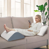 Vomiliku Knee Wedge Pillow for Back Sleeping, Leg Elevation for Post Surgery Recovery, 8" Triangle Leg Pillow with Removable Cover for Knee Support, Hip Back Pain Relief,Enhance Circulation, Blue