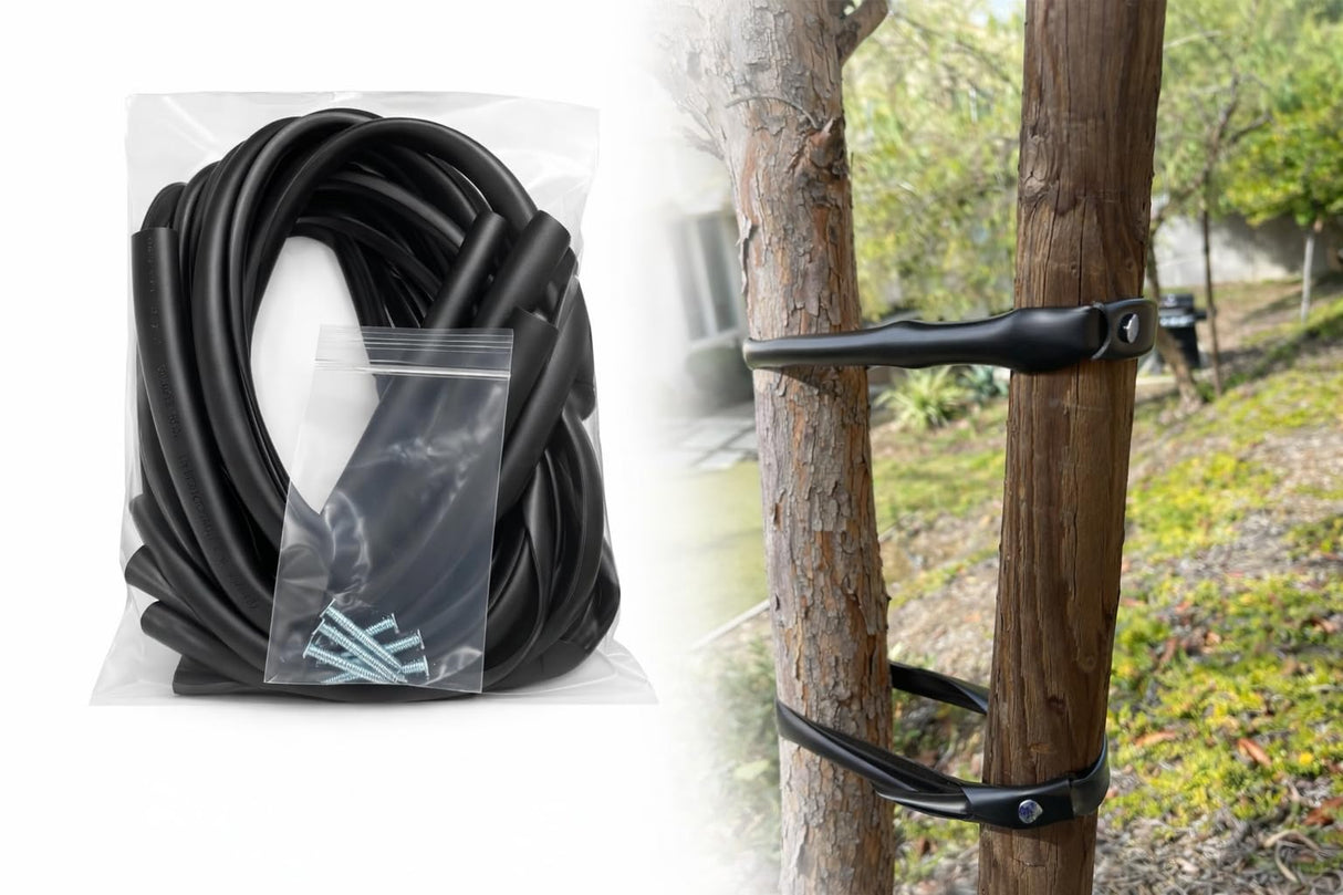 MONARCA SUPPLIES Tree Ties with Complimentary Nail, 32 Inch Black Heavy Duty Ties for Plant Support and Landscaping, 10 Pack