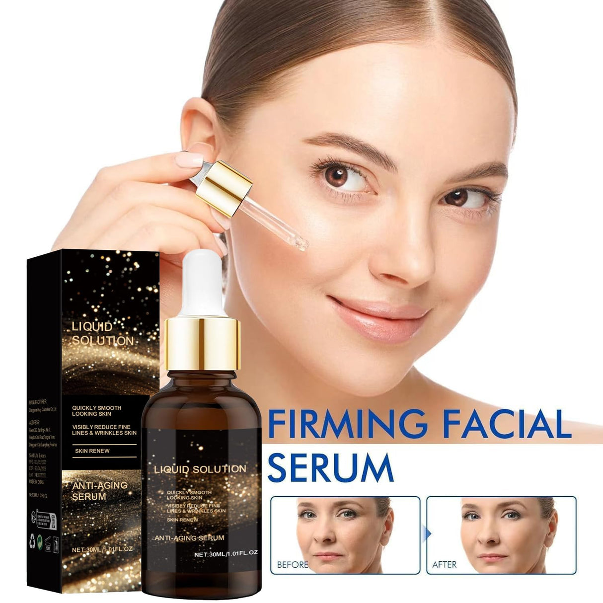 Olavita Face Serum, Liquid Solution anti Aging Serum, Vitamin C & E, Anti Aging Face Tightening, Boost Skin Collagen, Reduce Wrinkles & Plump Skin. 3pcs