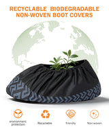X-Large 100 Pcs Shoe Covers Disposable Non-Slip,Shoe Covers for Indoors Reusable,Slip-resistant, Durable, Breathable, Non-Woven Booties for Shoes Covers,Stretchable Fits Up To13 US Men,Black