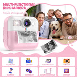 BOFIDAR Instant Print Camera for Kids, Christmas Birthday Gifts for Girls Age 3-10, Toddler Toy for 3 4 5 6 7 8 9 10 Year Old Girls with 3 Roller Photo Paper (Pink)