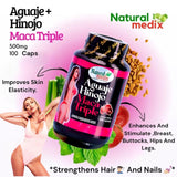 Natural medix Aguaje Hinojo Maca Triple (Maca Root Supplement) Premium 100 Capsules - Peruvian Butt and Breast Enhancement Capsules - Female Health Supplement - Curves Powerful Antioxidant