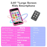 MOMILLA Toys Kids Smart Phone for Girls, 3.97” Cell Phone with Dual Cameras, Stickers & Frames, 200+ Games, 16GB Storage, Educational Mini Toddler Play Toy, Christmas Birthday Gift for Kids Age 3-10