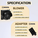 Inflatable Fan Replacement, 3100RPM Air Blower 12V 1A Blow up Fan for Halloween Christmas Inflatables with 3-LED Light Strings for Thanksgiving Indoor Outdoor Holiday Inflatables Decor