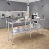 AmGood 24 in. x 84 in. Stainless Steel Work Table | Metal Kitchen Food Prep Table | NSF