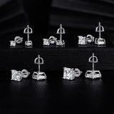 18K White Gold Plated Princess Cut Cubic Zirconia Screw Back Stud Earring Pack of 5 Pairs (5 Pairs)