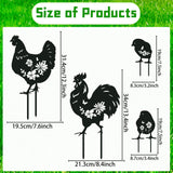 Rngmsi Metal Chicken Yard Art - 4PCS Chicken Garden Decor - Funny Garden Decorations for Yard - Cute Rooster Yard Art - Outdoor and Garden Gifts - Decorative Lawn Stakes for Men and Women