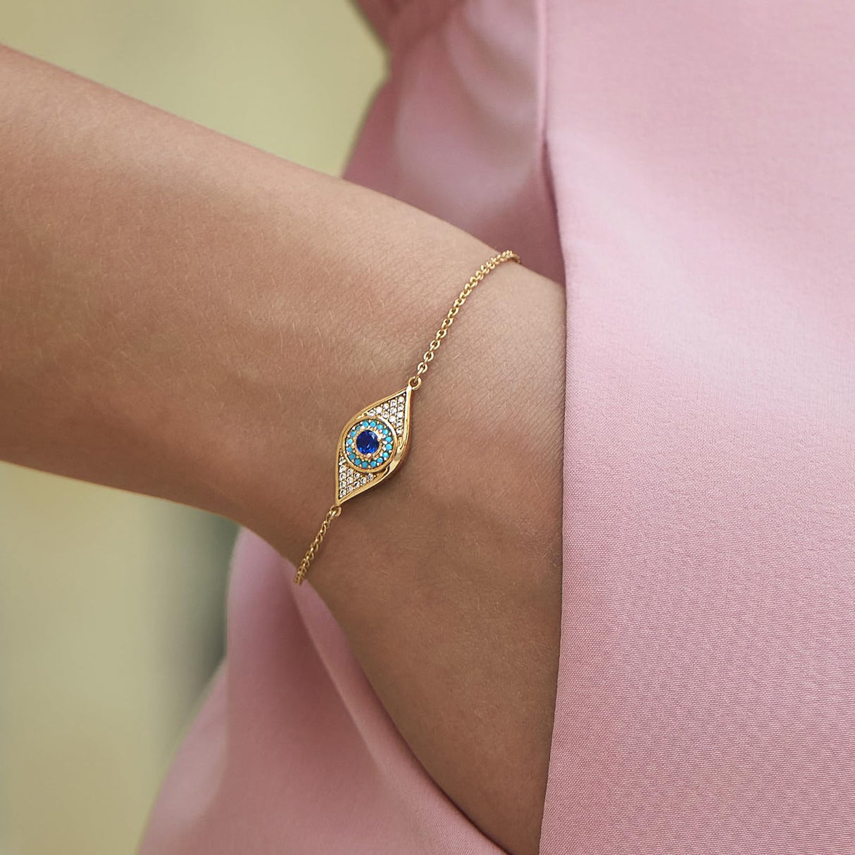 Cicy Bell Evil Eye Bracelets 18k Gold Plated Adjustable