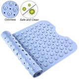 YINENN Bath and Shower Safety Mats 40x16 inch, Non Slip with Suction Cups for Bathroom Stall and Tub Floor, Extra Large and Machine Washable, Drain Holes Keep Bathtub Clean, Light Blue
