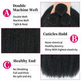 Kinky Straight Bundles 18 20 22 Inch Yaki Straight Bundles Human hair 12A 100% Unprocessed Brazilian Human Hair Kinkystraight Human Hair Natural Black For Black Women