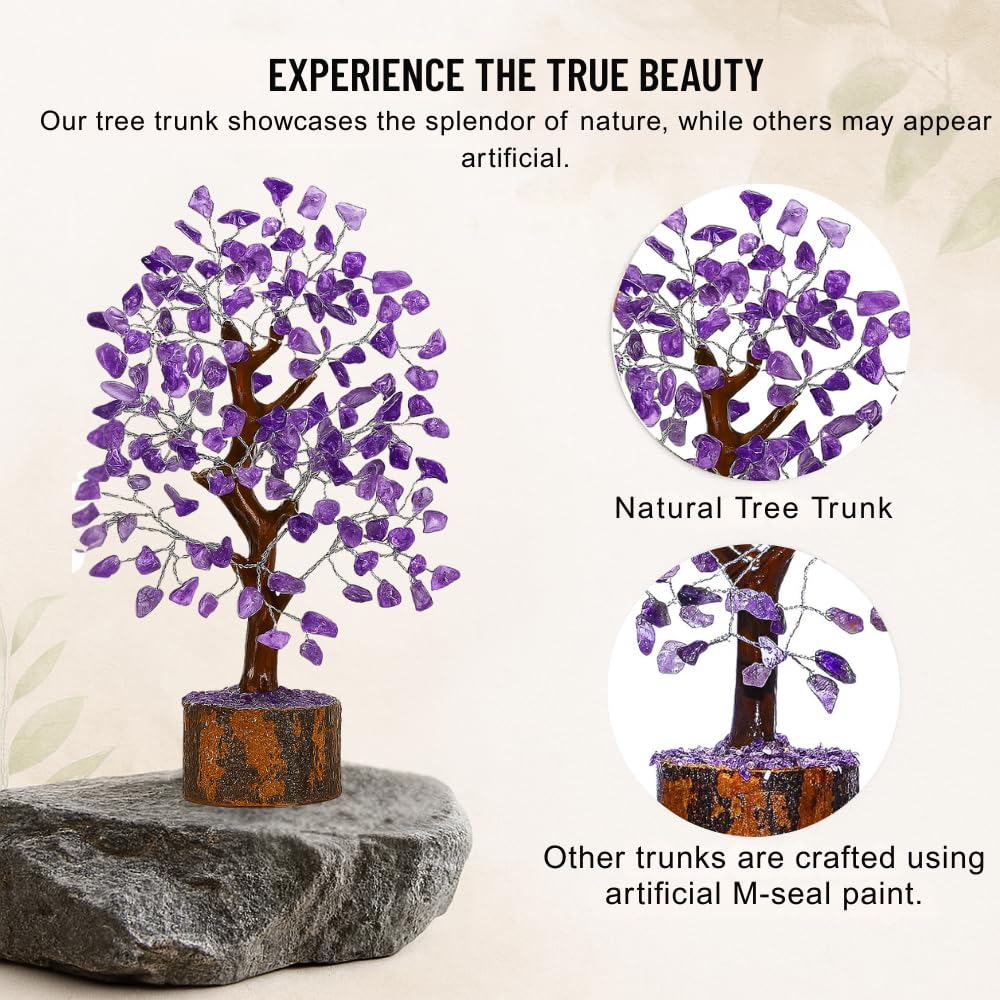 ANAYA AGATE Amethyst Crystal Tree of Life - Handmade Healing Bonsai Purple Tree for Home and Office Decor, Positive Energy and Good Luck, Ideal for Christmas Decor and Birthday Gifts for Women, Men