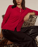 Newshows Women's 2025 Business Cardigan Lightweight Button Down Long Sleeve Casual Crew Neck Soft Knit Fall Cardigan Sweater Christmas Tops(Purplish Red,Medium)