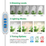 Aumtrly Grow Lights for Indoor Plants, 3 Head Full Spectrum Plant Light with 68" Adjustable Stand for Growing Large Tall Plants, White Halo Floor LED Grow Lamp with 16 Hour Timer