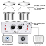 Double Wax Warmer Professional Electric Heater Machine for Hair Removal, Dual Pot Paraffin Facial Skin Body SPA Salon Equipment With Adjustable Temperature Set