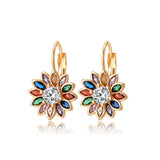 EVEVIC Austrian Crystal Flower Leverback Earrings for Women