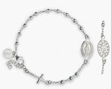 TURQ N TAUPE 925 Sterling Silver Bead Station Bracelet for Women - everyday wear gift for her 7.5 inches - Rosary Bracelet