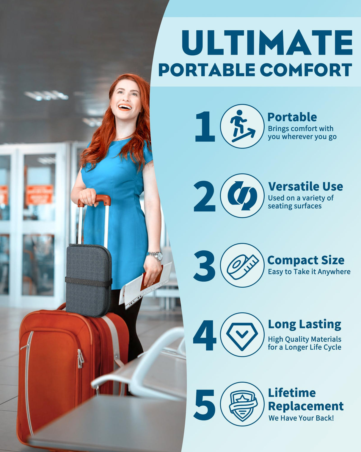 WISIMMALL Gel Seat Cushion, Portable Travel Cushion for Long Sitting, Thick & Foldable, 14.5" x 10.5" Large Size Chair Seat Cushion for Office Chair Car Wheelchair, Relief Sciatica Coccyx Pain