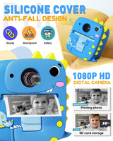 Prysyedawn Kids Camera Instant Print, Christmas Birthday Gifts for Kids Age 3-8, 1080P Digital Camera with Silicone Cover, Toddler Portable Travel Toys for 3 4 5 6 7 8 Year Old Girls Boys-Blue