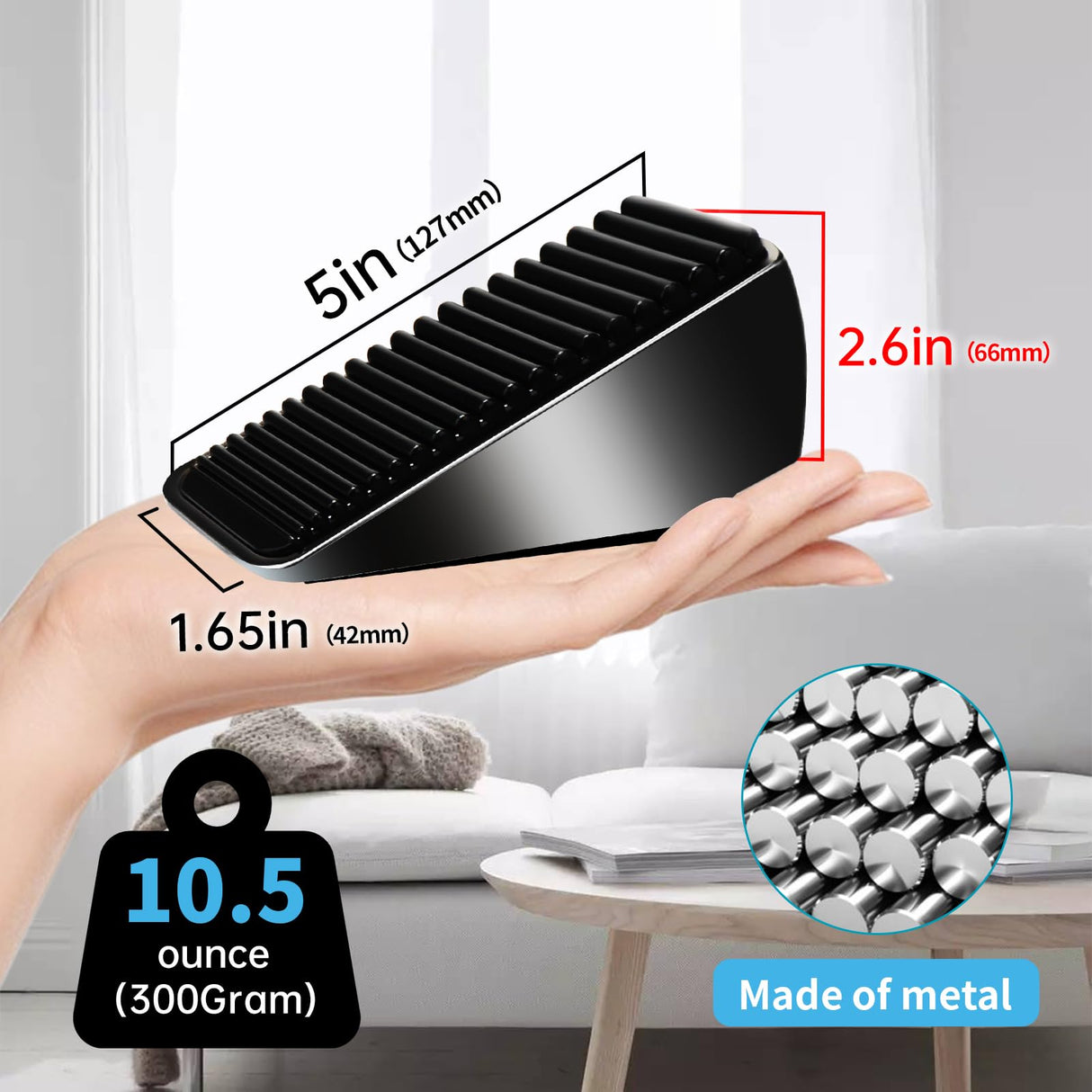 AIMAXINKE 2Pc Strongest Large Door Stop - Heavy Duty Tall Wedge Stoppers for Bottom, up to 2.6In Doorstop, Zinc Alloy and Silicone Made, Suits Any Heavy Door and Smooth Floor