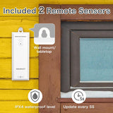 KIDLEDUCT Indoor Outdoor Thermometer Wireless Battery Powered, High Precision Inside Outside Humidity Temperature with Alert, Backlight Weather Thermometers with 2 Sensors, 330ft Wireless, Black