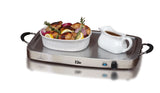 Elite Gourmet EWM-9933 Triple 3 x 2.5 Quart Trays Buffet Server 7.5 Qt Oven Safe Pan Food Warmer, Temperature Control, Clear Slotted Lids, Perfect for Parties, Entertaining & Holidays, Stainless Steel