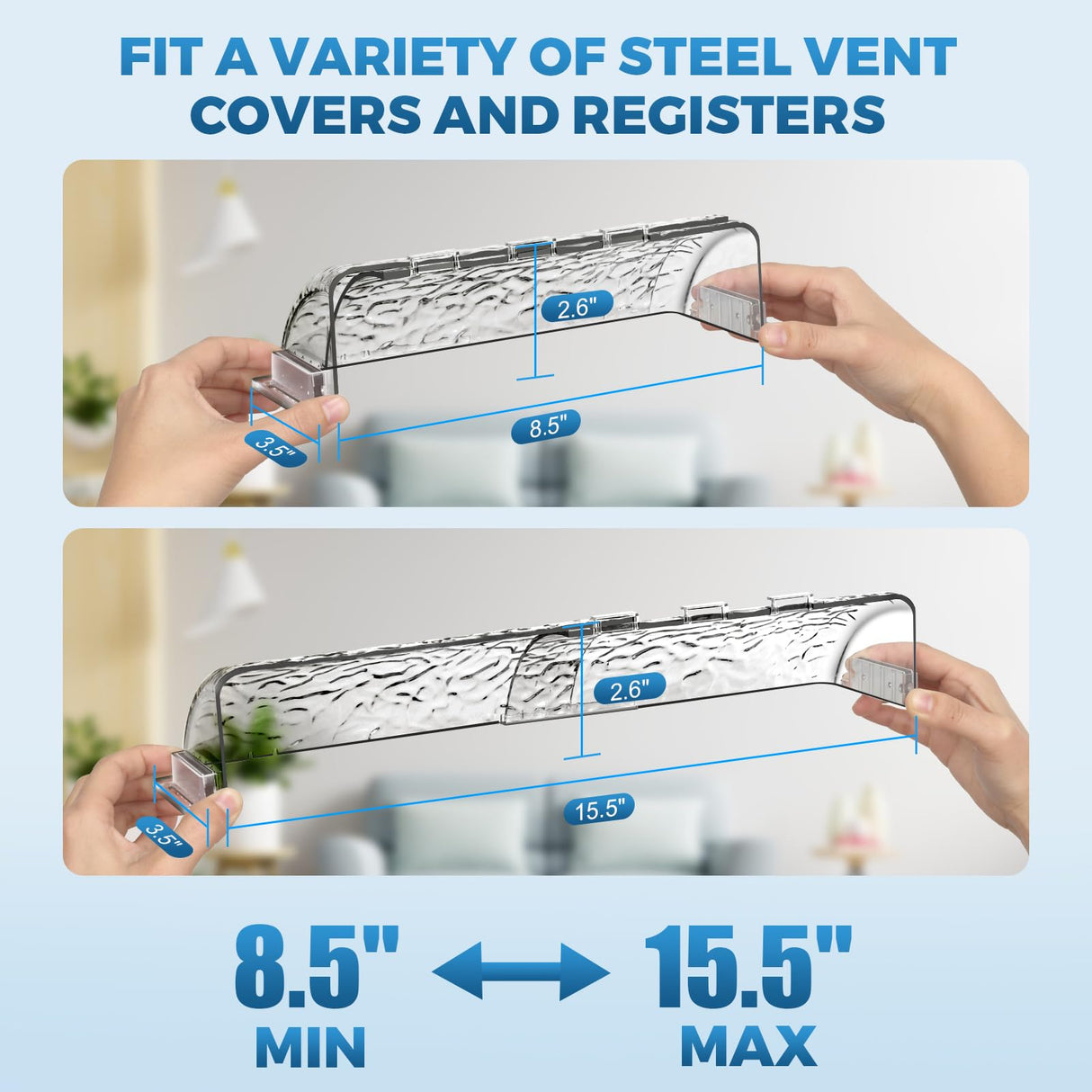 9”-15.5” Adjustable Magnetic Air Deflector with Unique Surface for Sidewall, Ceiling Registers and Vents (4 Pack)
