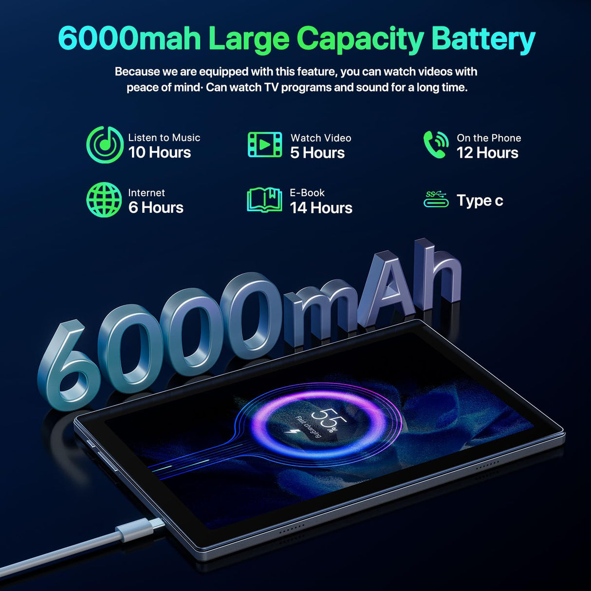 Tablet - 2025 Android Tablet - 10.2 inch Android 14 Tablets - Octa-Core 12GB RAM 64GB ROM | 6000mAh Battery, 1TB Expand | Touchscreen | Christmas Birthday Gifts for Men Dad Him