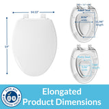 Little2Big Toilet Seat with Built-In Toddler Potty Training Seat, Slow Close, Easy to Install, Made in USA, ELONGATED, White