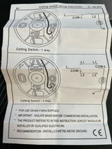 Taps2Traps™ Matt Black Bathroom Light Pull Switch with Mordern Sleek Toggle & Black Cord 2 Way 6A