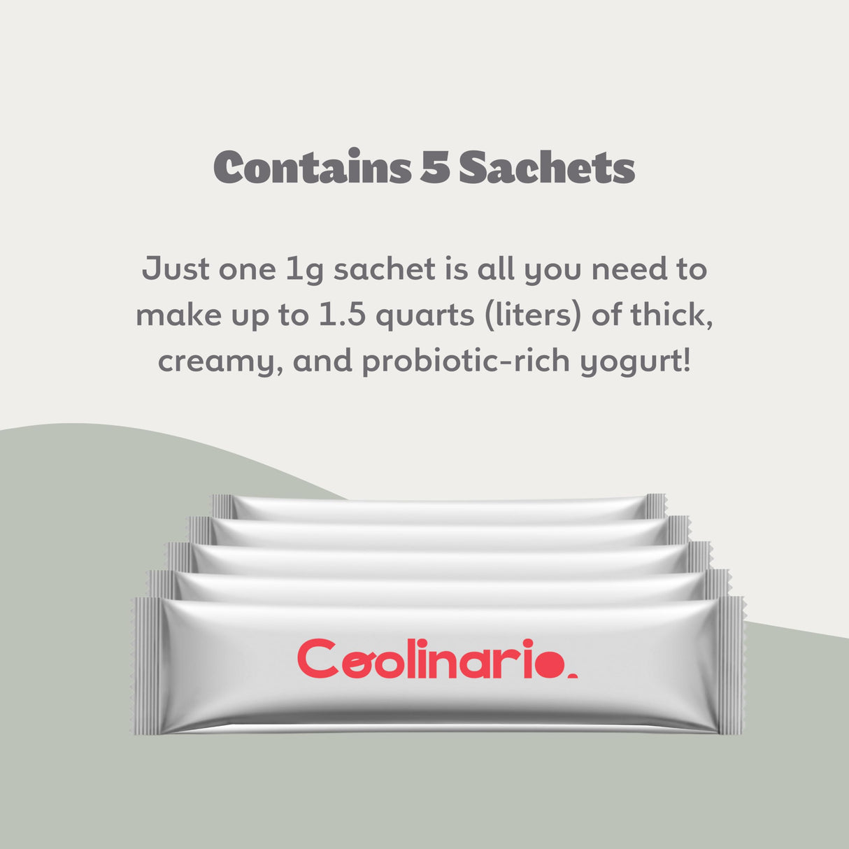 Coolinario L Reuteri Yogurt Starter (5-Pack, 1g Sachets) Yogurt Starter Culture with Lactobacillus Reuteri Probiotics | Creamy & Delicious | Non-GMO, No Preservatives, Gluten Free, Halal, Kosher