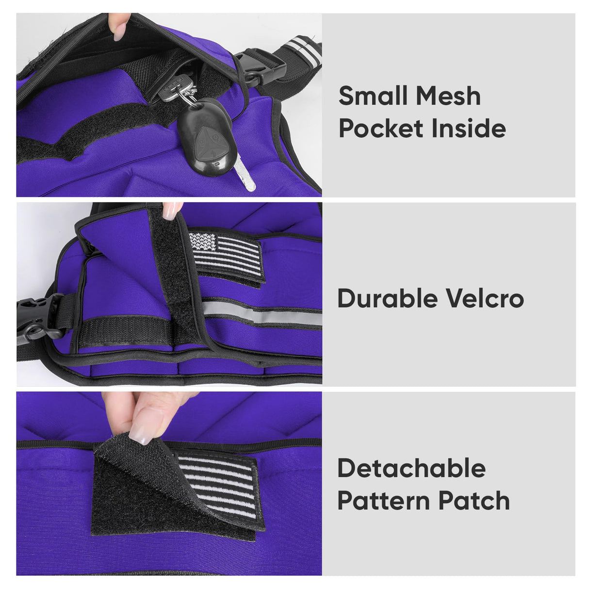 APEXUP Adjustable Weighted Vest, 4-10lb/12-18lb/20-32lb Vest with 6 Ironsand Weights and Large Pocket, Weight Vest for Men Women Strength Training, Running, Walking (12-18lb, Purple)