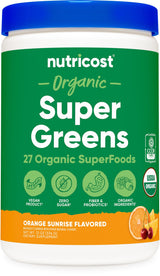 Nutricost Organic Super Greens Powder (30 Servings) Orange Sunrise Flavor - Superfood Supplement Drink Mix