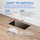 Howeall 4x14 Inches 2 Pack Heavy Duty Walkable Floor Register Easy Adjust Air Supply Lever Floor Vents - Seattle Design - Vent Cover for Home Floor - Matte Black