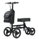 ELENKER Knee Scooter with Basket Dual Braking System for Ankle and Foot Injured Bright Black